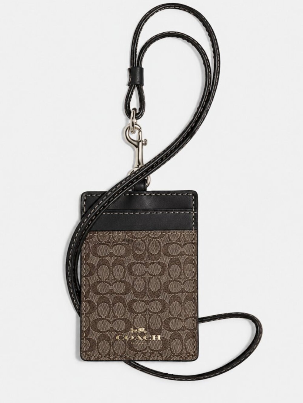 Coach Brown Signature ID Lanyard Card Holder - EUC